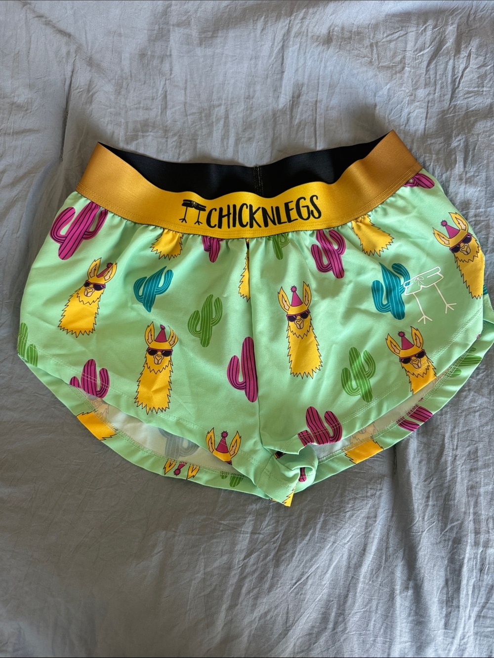 Chicken Legs Mint Llama Print Athletic Running Shorts Small